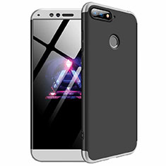 Hard Rigid Plastic Matte Finish Front and Back Cover Case 360 Degrees for Huawei Y6 (2018) Silver and Black