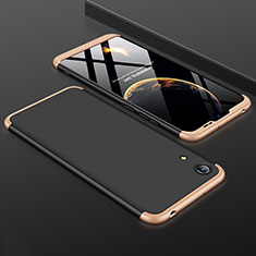 Hard Rigid Plastic Matte Finish Front and Back Cover Case 360 Degrees for Huawei Y6 Pro (2019) Gold and Black