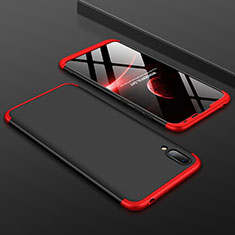 Hard Rigid Plastic Matte Finish Front and Back Cover Case 360 Degrees for Huawei Y7 (2019) Red and Black