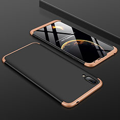 Hard Rigid Plastic Matte Finish Front and Back Cover Case 360 Degrees for Huawei Y7 Pro (2019) Gold and Black