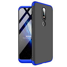 Hard Rigid Plastic Matte Finish Front and Back Cover Case 360 Degrees for Nokia 6.1 Plus Blue and Black