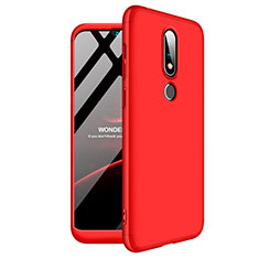Hard Rigid Plastic Matte Finish Front and Back Cover Case 360 Degrees for Nokia 6.1 Plus Red