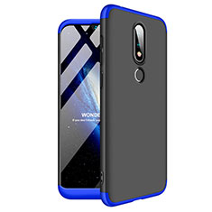 Hard Rigid Plastic Matte Finish Front and Back Cover Case 360 Degrees for Nokia X6 Blue and Black