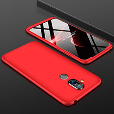 Hard Rigid Plastic Matte Finish Front and Back Cover Case 360 Degrees for Nokia X7 Red