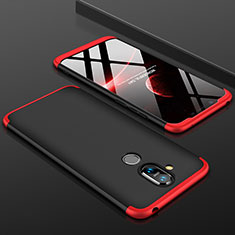 Hard Rigid Plastic Matte Finish Front and Back Cover Case 360 Degrees for Nokia X7 Red and Black