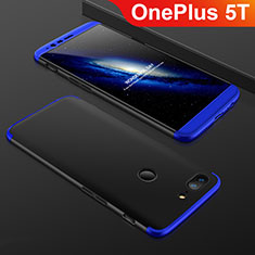 Hard Rigid Plastic Matte Finish Front and Back Cover Case 360 Degrees for OnePlus 5T A5010 Blue and Black