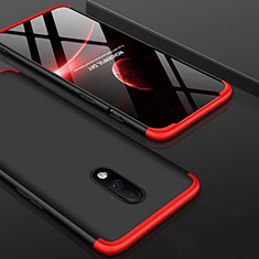 Hard Rigid Plastic Matte Finish Front and Back Cover Case 360 Degrees for OnePlus 7 Red and Black