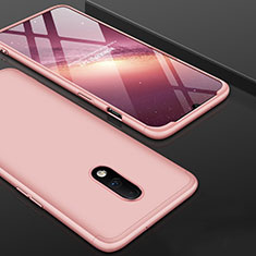 Hard Rigid Plastic Matte Finish Front and Back Cover Case 360 Degrees for OnePlus 7 Rose Gold