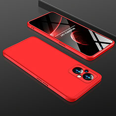 Hard Rigid Plastic Matte Finish Front and Back Cover Case 360 Degrees for OnePlus Nord N20 5G Red