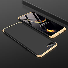 Hard Rigid Plastic Matte Finish Front and Back Cover Case 360 Degrees for Oppo A12e Gold and Black