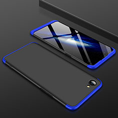 Hard Rigid Plastic Matte Finish Front and Back Cover Case 360 Degrees for Oppo A3 Blue and Black