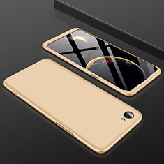 Hard Rigid Plastic Matte Finish Front and Back Cover Case 360 Degrees for Oppo A3 Gold