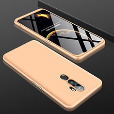 Hard Rigid Plastic Matte Finish Front and Back Cover Case 360 Degrees for Oppo A5 (2020) Gold