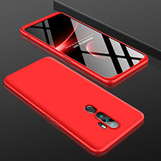 Hard Rigid Plastic Matte Finish Front and Back Cover Case 360 Degrees for Oppo A5 (2020) Red