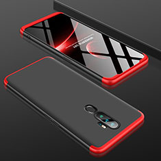 Hard Rigid Plastic Matte Finish Front and Back Cover Case 360 Degrees for Oppo A5 (2020) Red and Black
