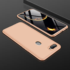 Hard Rigid Plastic Matte Finish Front and Back Cover Case 360 Degrees for Oppo A7 Gold