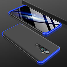 Hard Rigid Plastic Matte Finish Front and Back Cover Case 360 Degrees for Oppo A9 (2020) Blue and Black