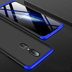 Hard Rigid Plastic Matte Finish Front and Back Cover Case 360 Degrees for Oppo A9 Blue and Black