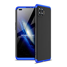 Hard Rigid Plastic Matte Finish Front and Back Cover Case 360 Degrees for Oppo A93 Blue and Black