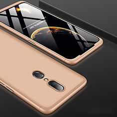 Hard Rigid Plastic Matte Finish Front and Back Cover Case 360 Degrees for Oppo A9X Gold