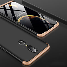 Hard Rigid Plastic Matte Finish Front and Back Cover Case 360 Degrees for Oppo A9X Gold and Black