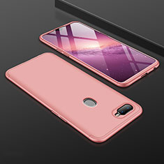 Hard Rigid Plastic Matte Finish Front and Back Cover Case 360 Degrees for Oppo AX7 Rose Gold