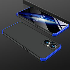 Hard Rigid Plastic Matte Finish Front and Back Cover Case 360 Degrees for Oppo F21s Pro 5G Blue and Black