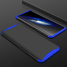 Hard Rigid Plastic Matte Finish Front and Back Cover Case 360 Degrees for Oppo Find X Blue and Black