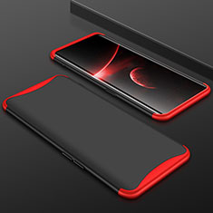 Hard Rigid Plastic Matte Finish Front and Back Cover Case 360 Degrees for Oppo Find X Red and Black
