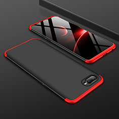 Hard Rigid Plastic Matte Finish Front and Back Cover Case 360 Degrees for Oppo K1 Red and Black