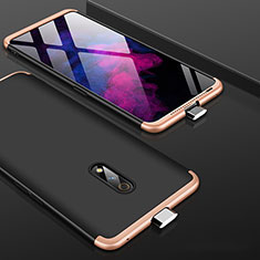 Hard Rigid Plastic Matte Finish Front and Back Cover Case 360 Degrees for Oppo K3 Gold and Black