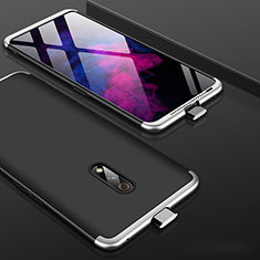 Hard Rigid Plastic Matte Finish Front and Back Cover Case 360 Degrees for Oppo K3 Silver and Black