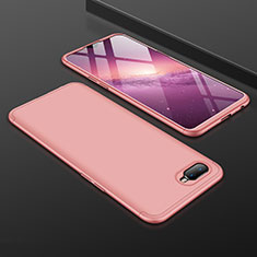 Hard Rigid Plastic Matte Finish Front and Back Cover Case 360 Degrees for Oppo R17 Neo Rose Gold