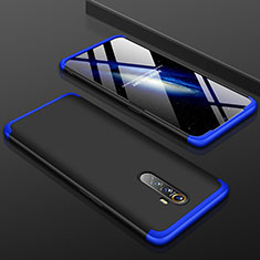 Hard Rigid Plastic Matte Finish Front and Back Cover Case 360 Degrees for Oppo Reno Ace Blue and Black