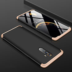 Hard Rigid Plastic Matte Finish Front and Back Cover Case 360 Degrees for Oppo Reno Ace Gold and Black