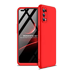 Hard Rigid Plastic Matte Finish Front and Back Cover Case 360 Degrees for Oppo Reno4 4G Red