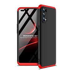 Hard Rigid Plastic Matte Finish Front and Back Cover Case 360 Degrees for Oppo Reno4 4G Red and Black
