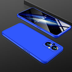 Hard Rigid Plastic Matte Finish Front and Back Cover Case 360 Degrees for Oppo Reno7 Z 5G Blue