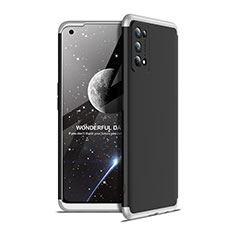 Hard Rigid Plastic Matte Finish Front and Back Cover Case 360 Degrees for Realme 7 Pro Silver and Black