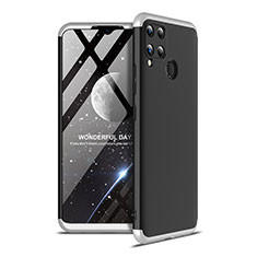 Hard Rigid Plastic Matte Finish Front and Back Cover Case 360 Degrees for Realme C15 Silver and Black