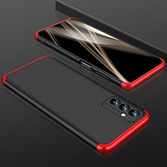 Hard Rigid Plastic Matte Finish Front and Back Cover Case 360 Degrees for Samsung Galaxy A24 4G Red and Black