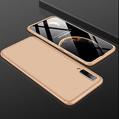 Hard Rigid Plastic Matte Finish Front and Back Cover Case 360 Degrees for Samsung Galaxy A50S Gold