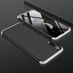 Hard Rigid Plastic Matte Finish Front and Back Cover Case 360 Degrees for Samsung Galaxy A50S Silver and Black