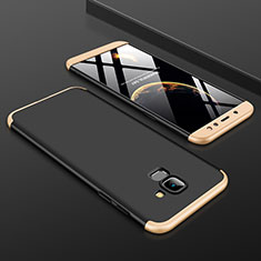 Hard Rigid Plastic Matte Finish Front and Back Cover Case 360 Degrees for Samsung Galaxy A6 (2018) Dual SIM Gold and Black