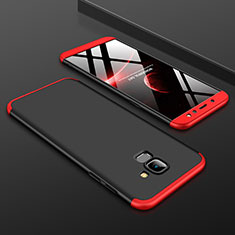 Hard Rigid Plastic Matte Finish Front and Back Cover Case 360 Degrees for Samsung Galaxy A6 (2018) Dual SIM Red and Black