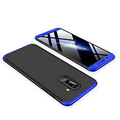 Hard Rigid Plastic Matte Finish Front and Back Cover Case 360 Degrees for Samsung Galaxy A6 Plus Blue and Black