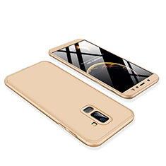 Hard Rigid Plastic Matte Finish Front and Back Cover Case 360 Degrees for Samsung Galaxy A6 Plus Gold
