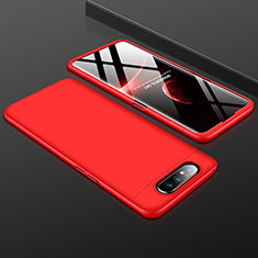 Hard Rigid Plastic Matte Finish Front and Back Cover Case 360 Degrees for Samsung Galaxy A80 Red