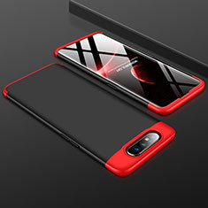 Hard Rigid Plastic Matte Finish Front and Back Cover Case 360 Degrees for Samsung Galaxy A80 Red and Black