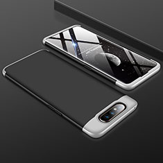 Hard Rigid Plastic Matte Finish Front and Back Cover Case 360 Degrees for Samsung Galaxy A80 Silver and Black